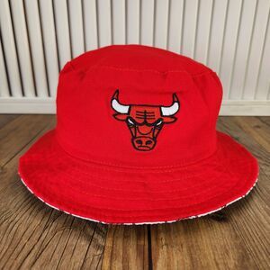 Chicago Bulls Reversible Bucket Hat Red White NBA Basketball All Over Print Cap